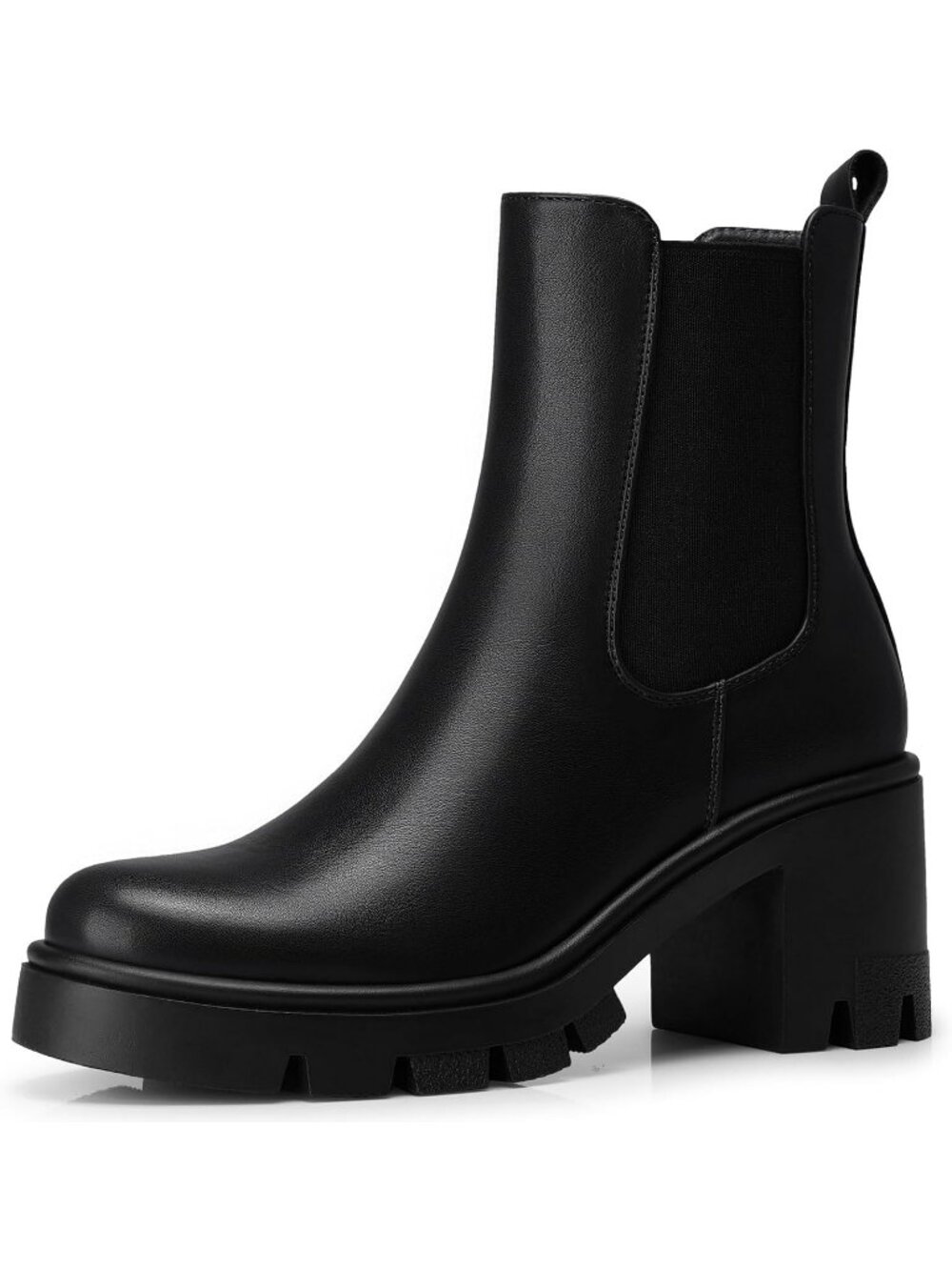 Women’s Black Chelsea Ankle Boots Chunky Heel Comfortable Travel Boots